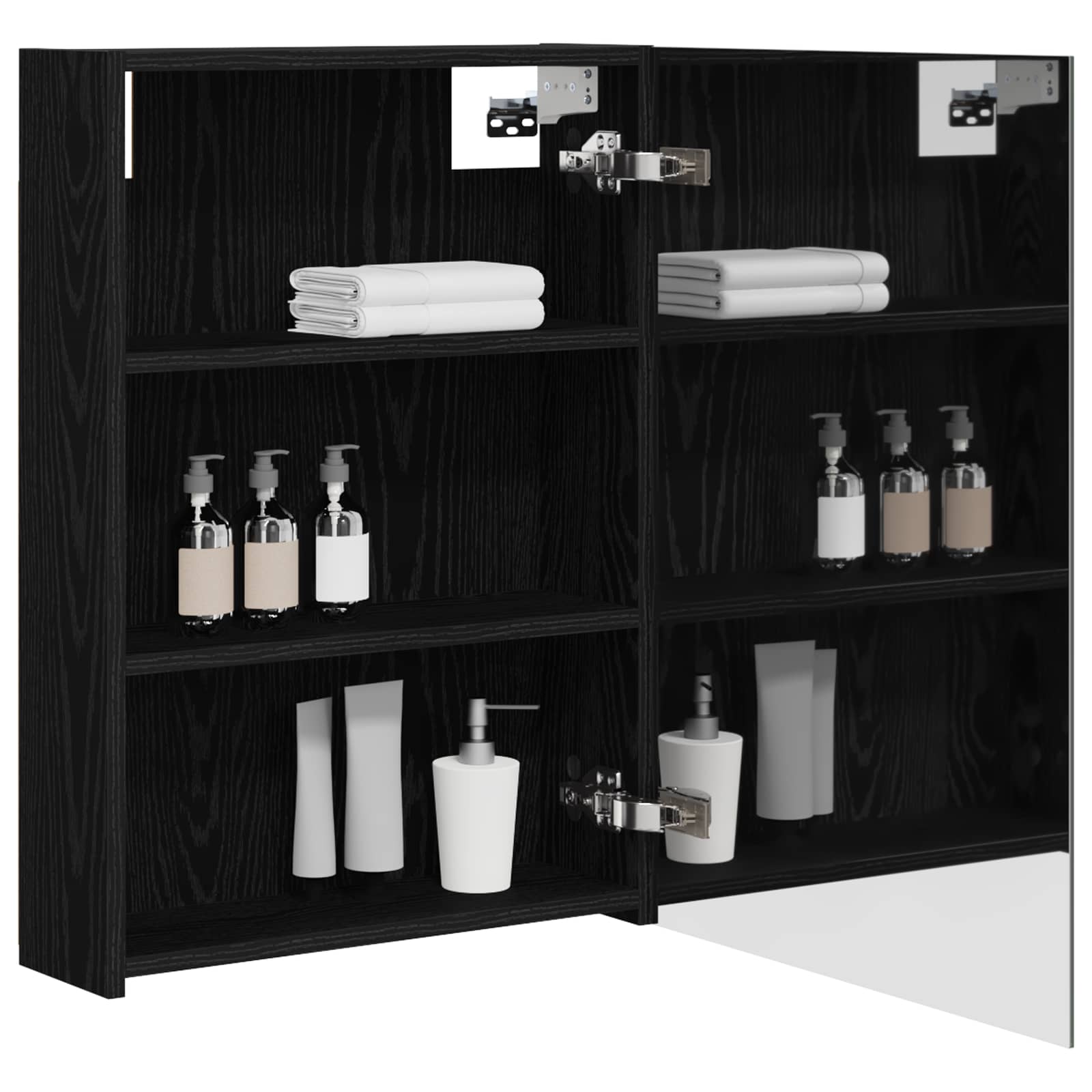 vidaXL Szafka z lustrem do łazienki Czarny Dąb 50 x 14,5 x 70 cm