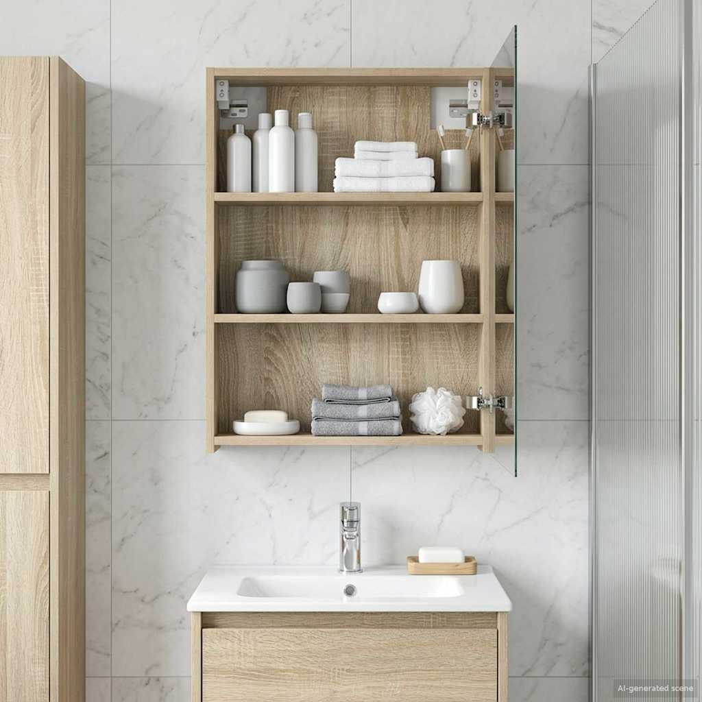 vidaXL Szafka z lustrem do łazienki Dąb Sonoma 50 x 14,5 x 70 cm