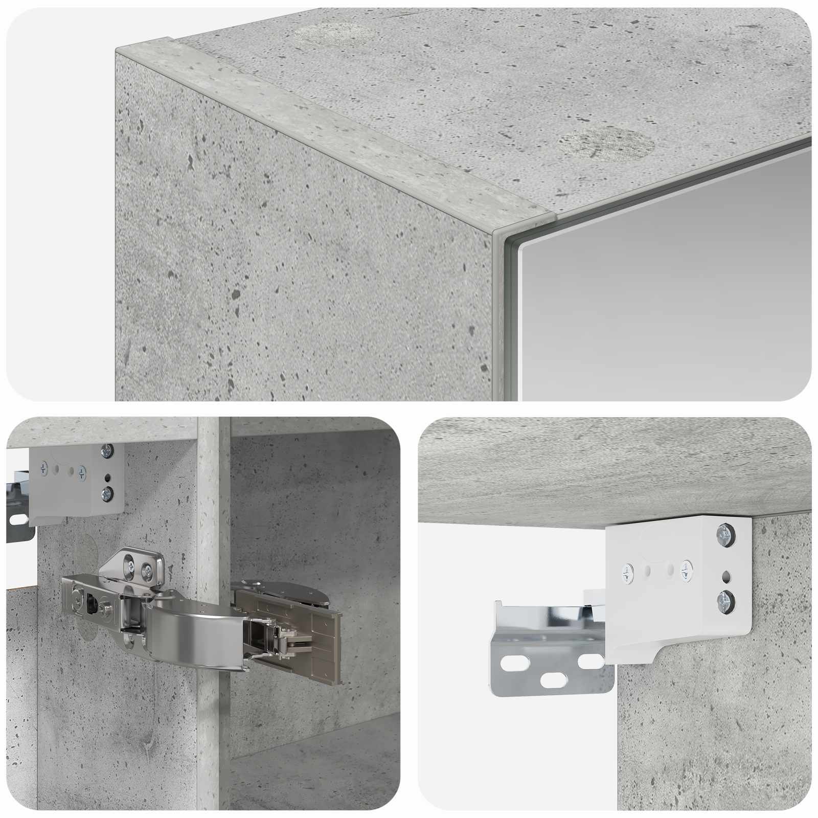 vidaXL Szafka z lustrem do łazienki Betonowy szary 50 x 14,5 x 70 cm