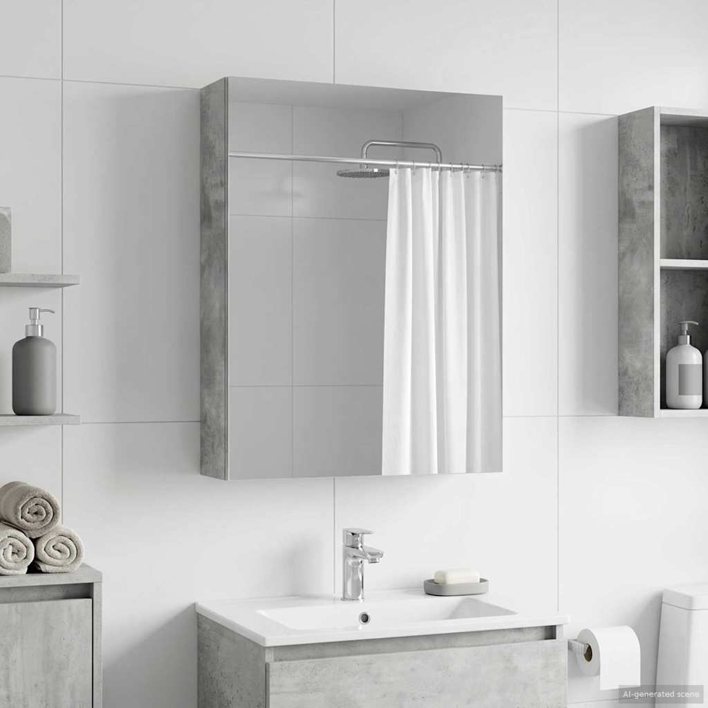 vidaXL Szafka z lustrem do łazienki Betonowy szary 50 x 14,5 x 70 cm