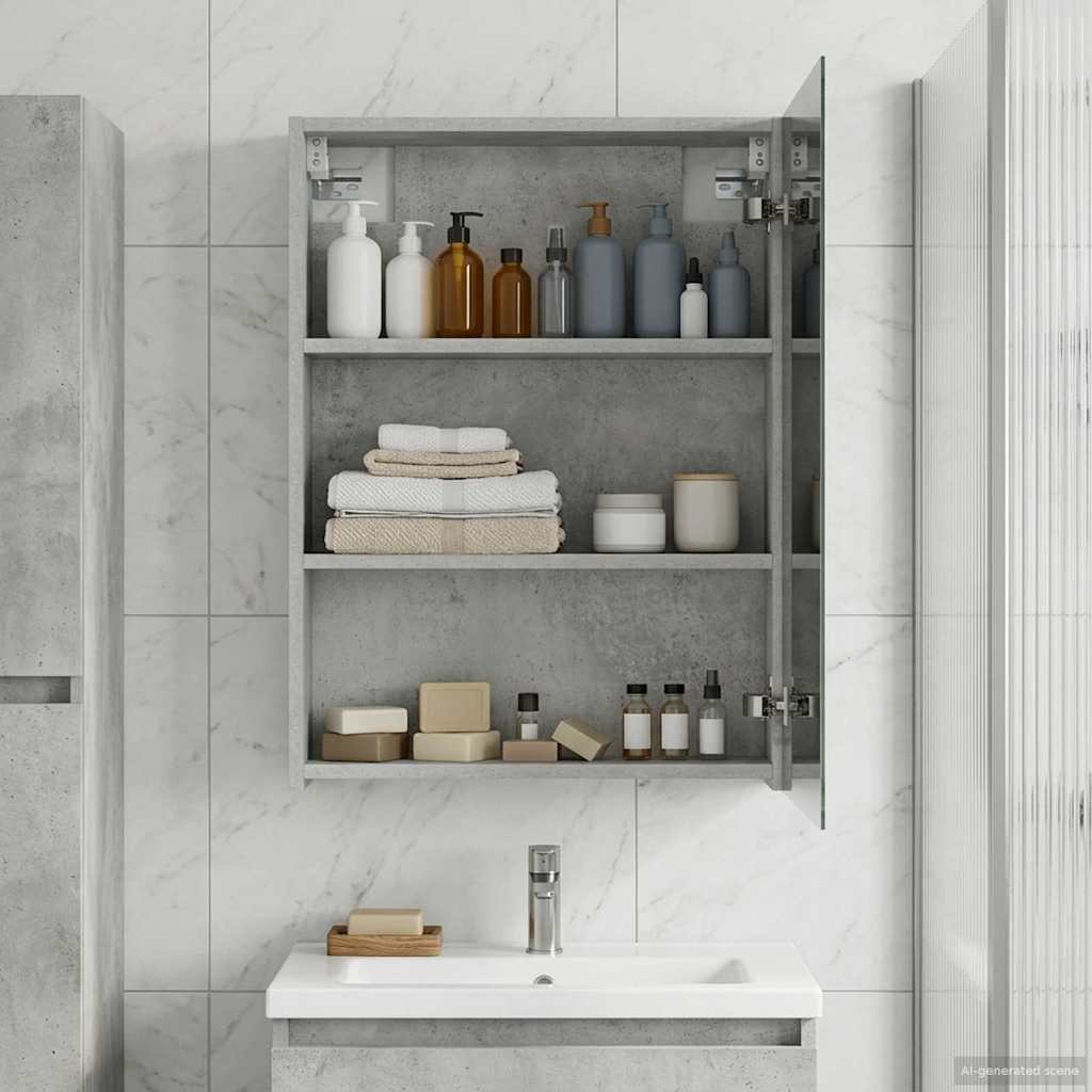 vidaXL Szafka z lustrem do łazienki Betonowy szary 50 x 14,5 x 70 cm