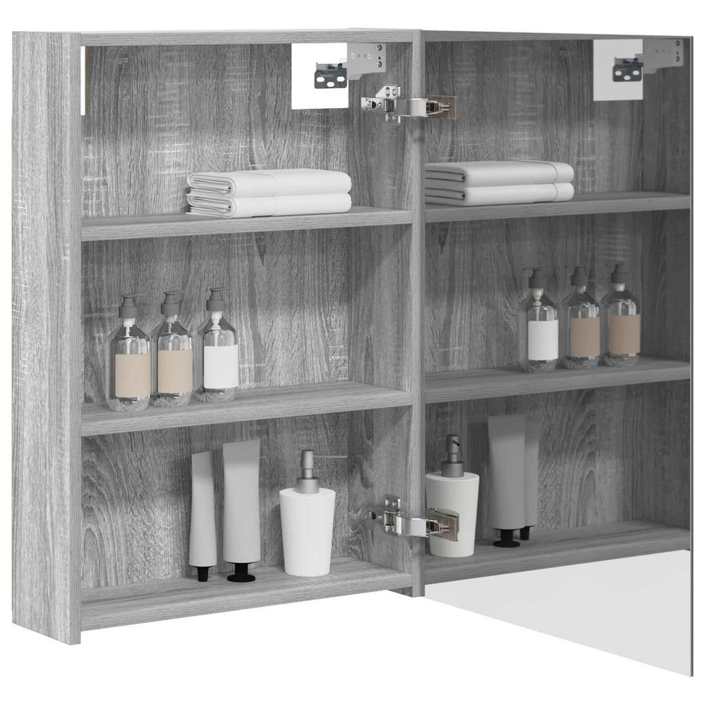 vidaXL Szafka z lustrem do łazienki Szary Sonoma 50 x 14,5 x 70 cm