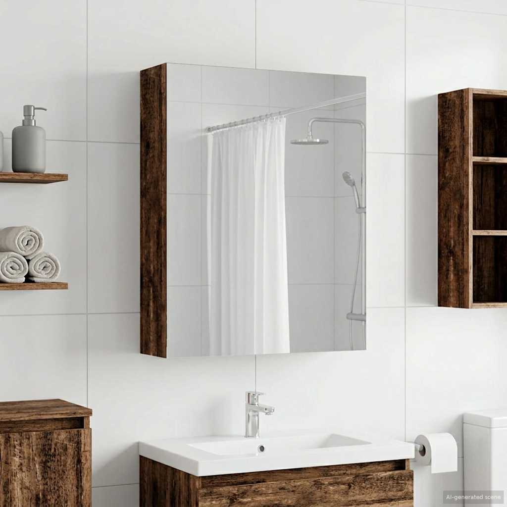 vidaXL Szafka z lustrem do łazienki Stare drewno 50 x 14,5 x 70 cm