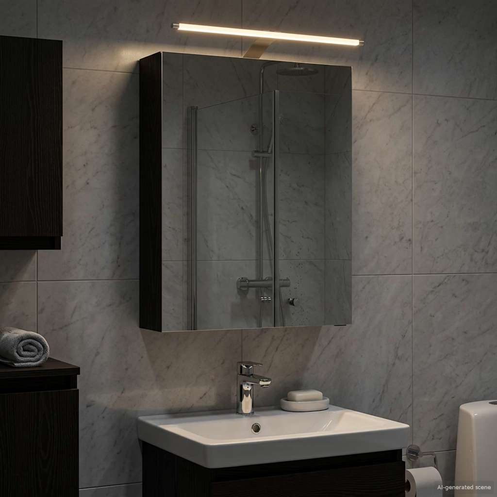 vidaXL Szafka z lustrem do łazienki Czarny Dąb 50 x 14,5 x 70 cm