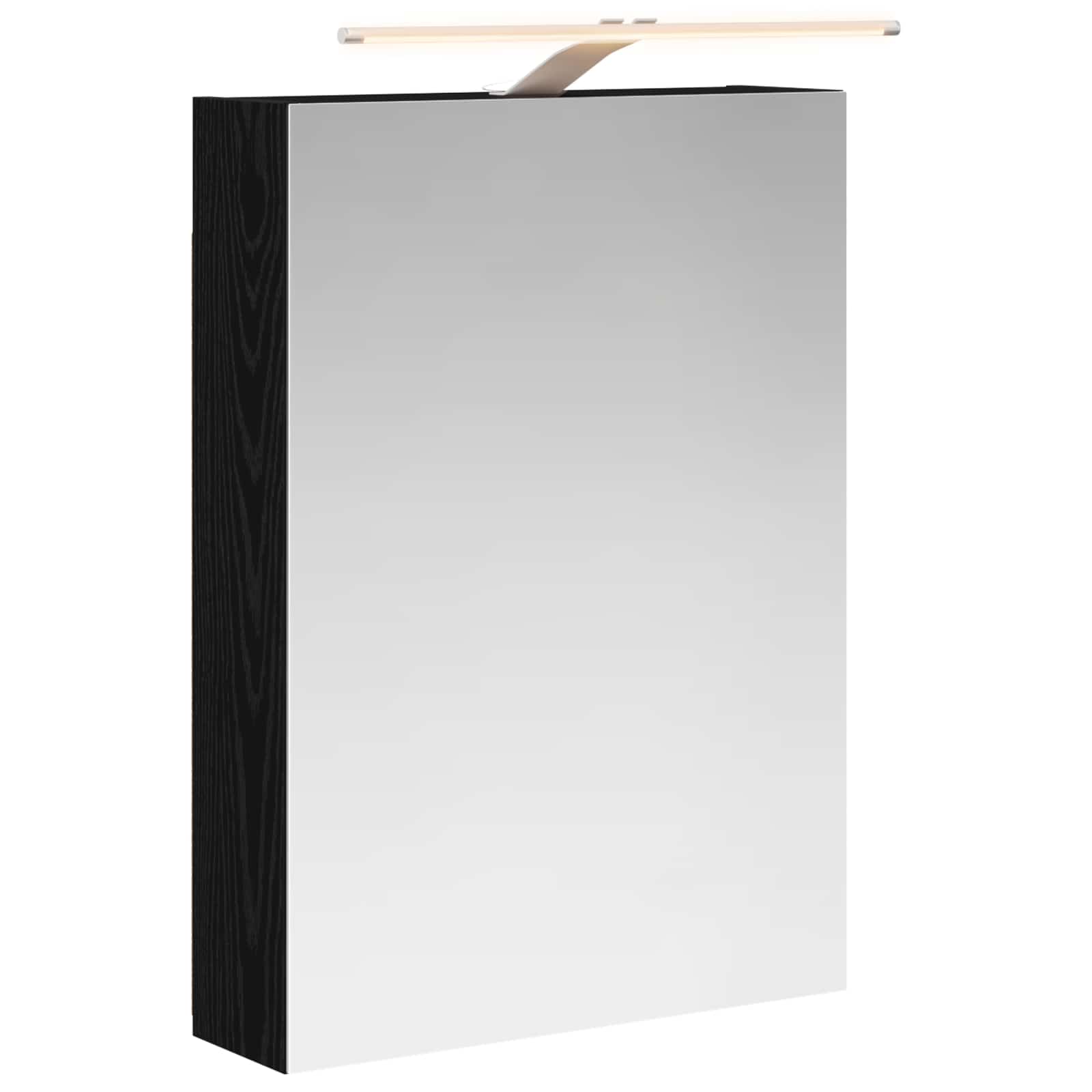 vidaXL Szafka z lustrem do łazienki Czarny Dąb 50 x 14,5 x 70 cm