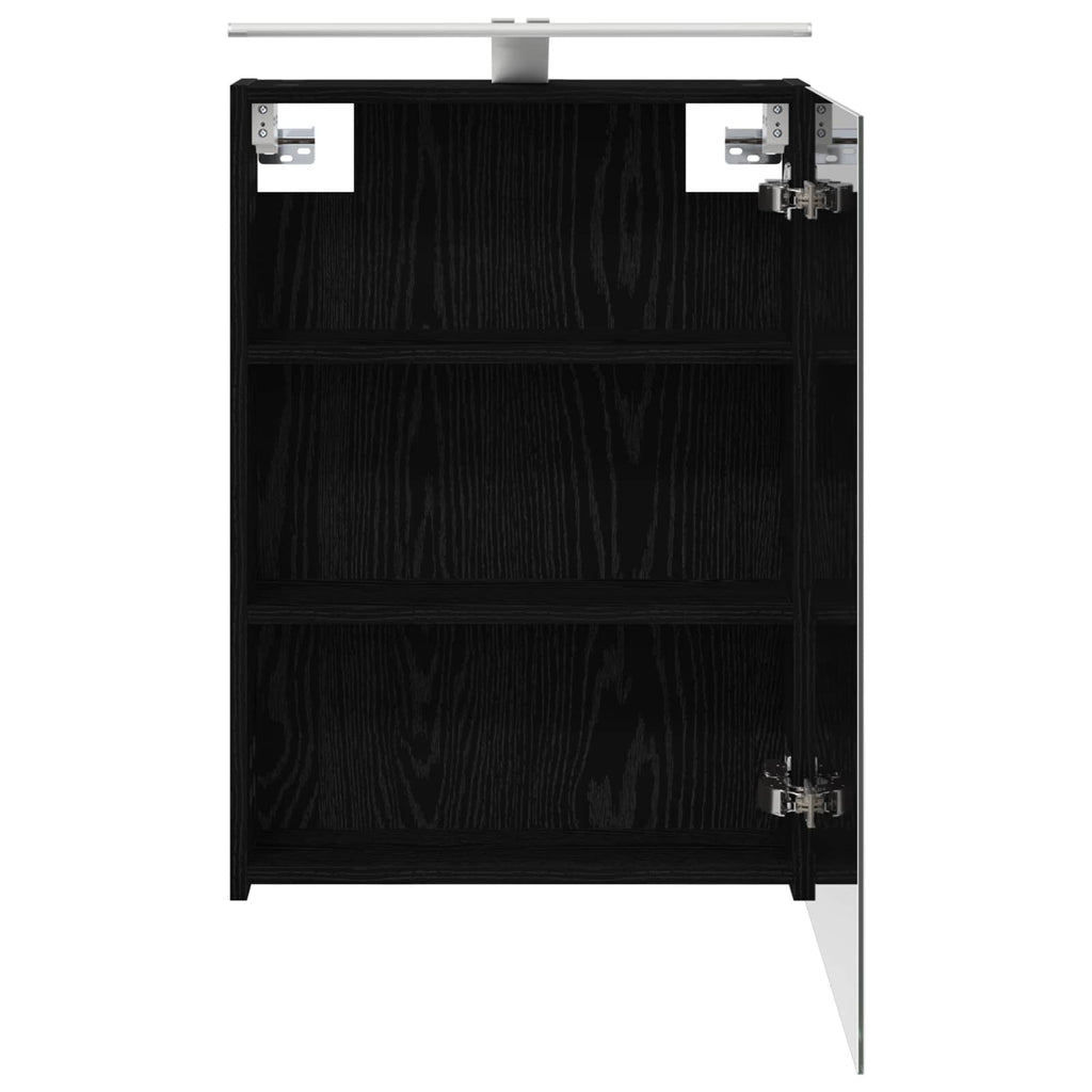 vidaXL Szafka z lustrem do łazienki Czarny Dąb 50 x 14,5 x 70 cm