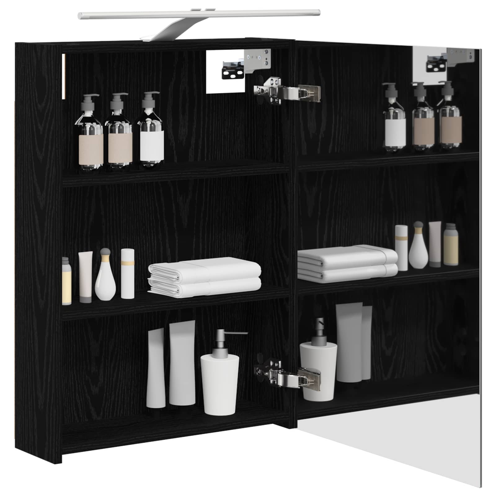 vidaXL Szafka z lustrem do łazienki Czarny Dąb 50 x 14,5 x 70 cm