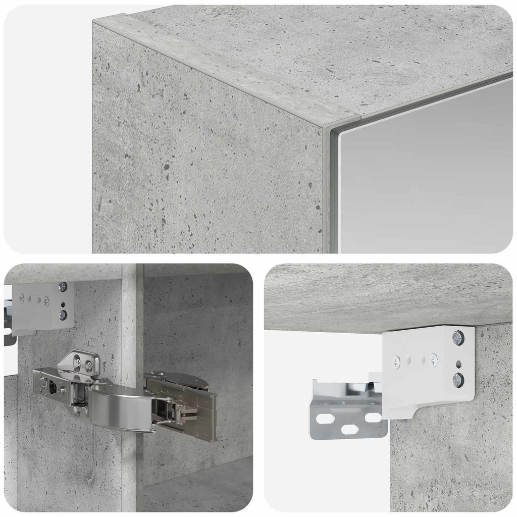 vidaXL Szafka z lustrem do łazienki Betonowy szary 50 x 14,5 x 70 cm
