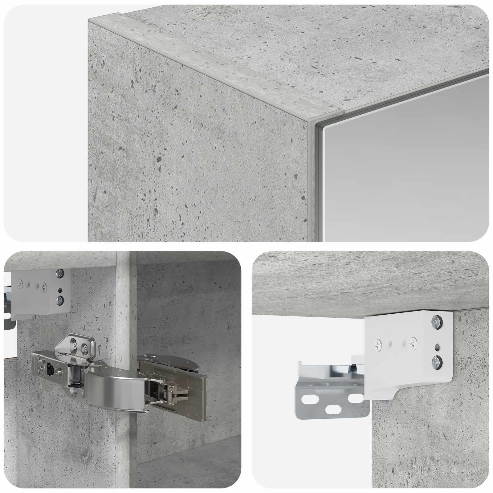 vidaXL Szafka z lustrem do łazienki Betonowy szary 50 x 14,5 x 70 cm