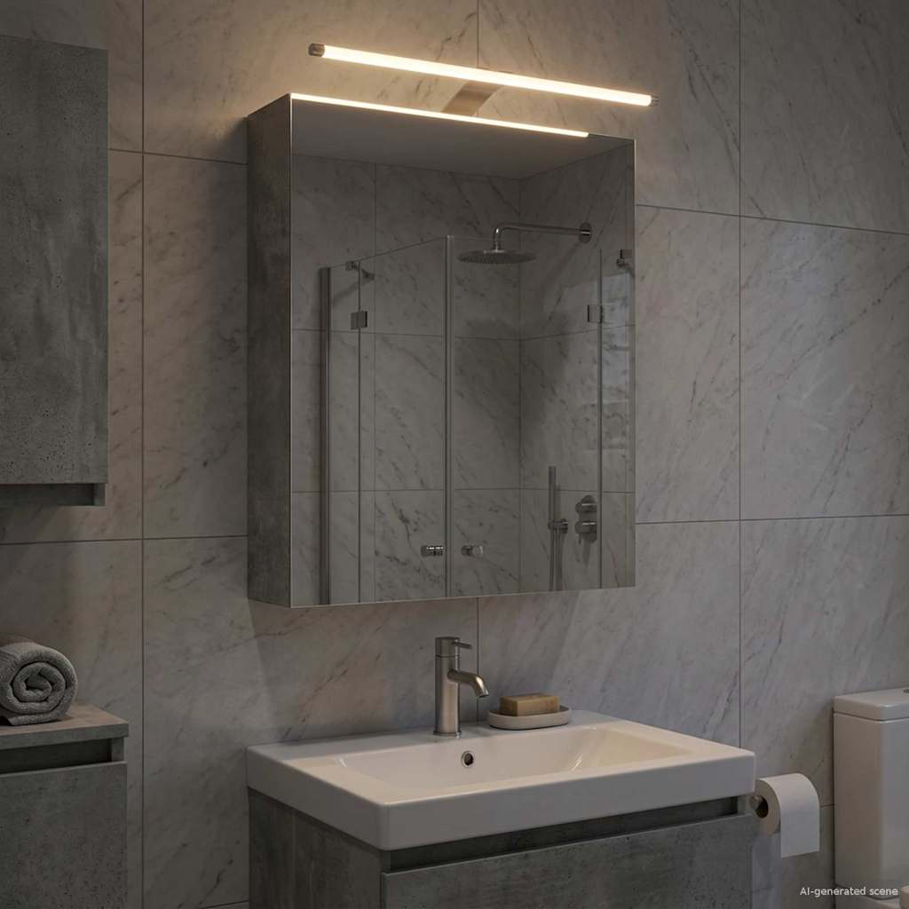 vidaXL Szafka z lustrem do łazienki Betonowy szary 50 x 14,5 x 70 cm
