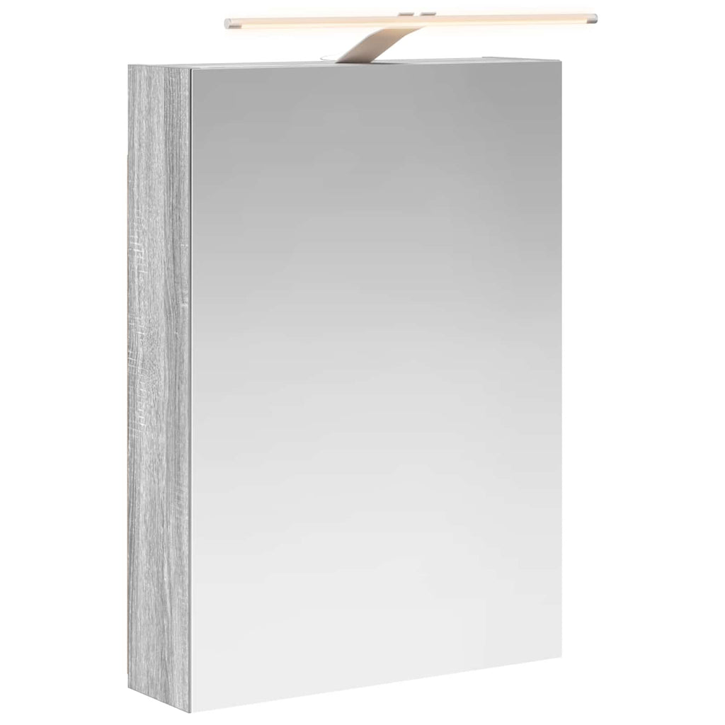 vidaXL Szafka z lustrem do łazienki Szary Sonoma 50 x 14,5 x 70 cm