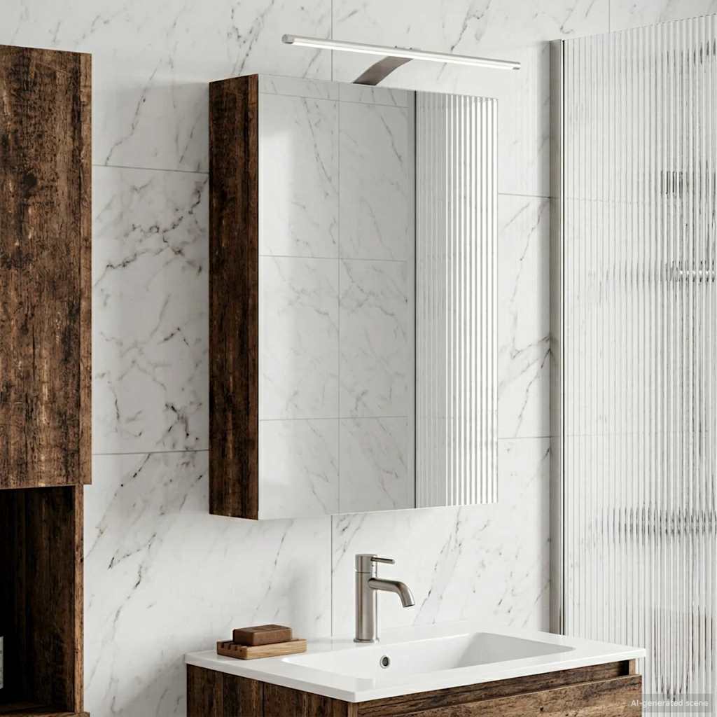 vidaXL Szafka z lustrem do łazienki Stare drewno 50 x 14,5 x 70 cm