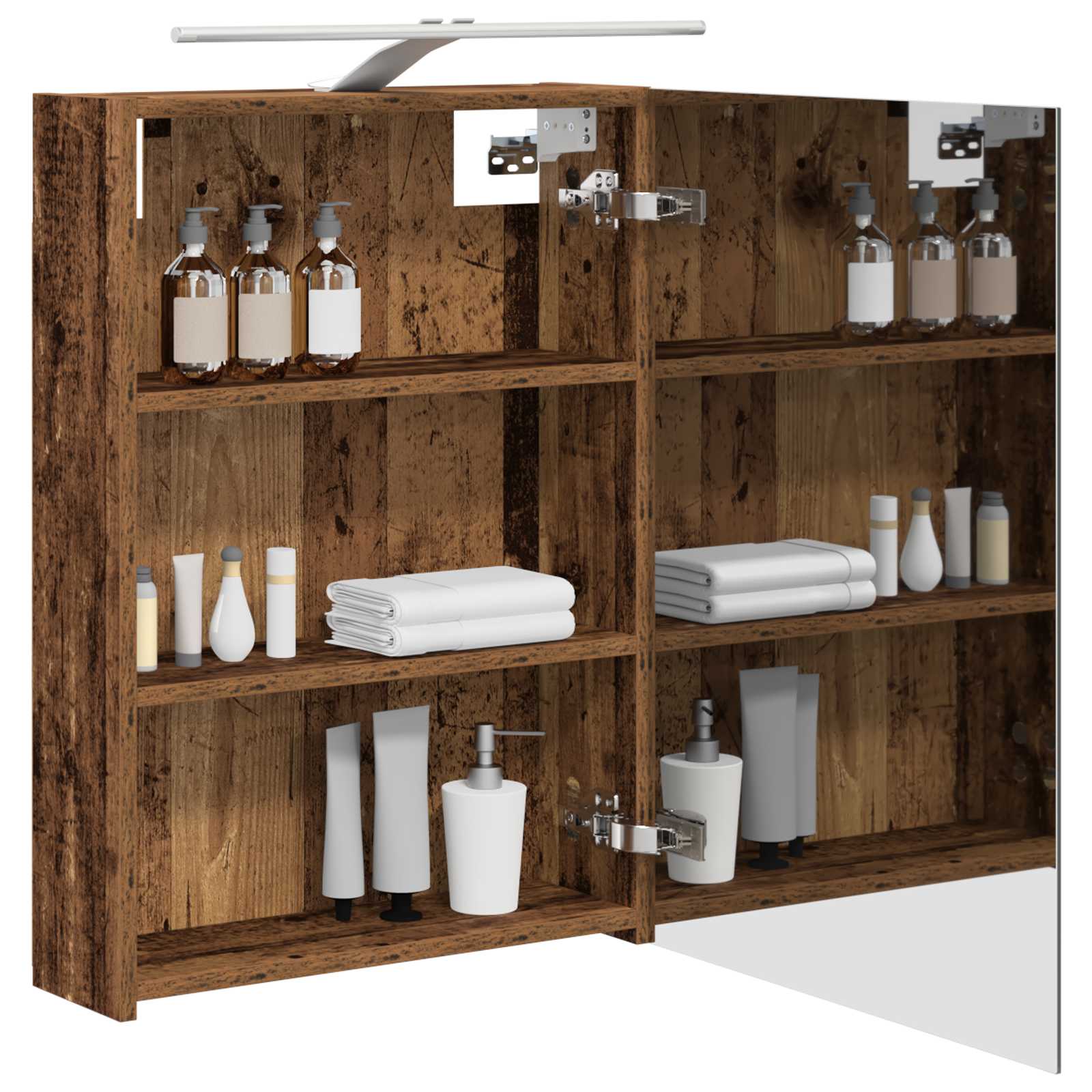 vidaXL Szafka z lustrem do łazienki Stare drewno 50 x 14,5 x 70 cm