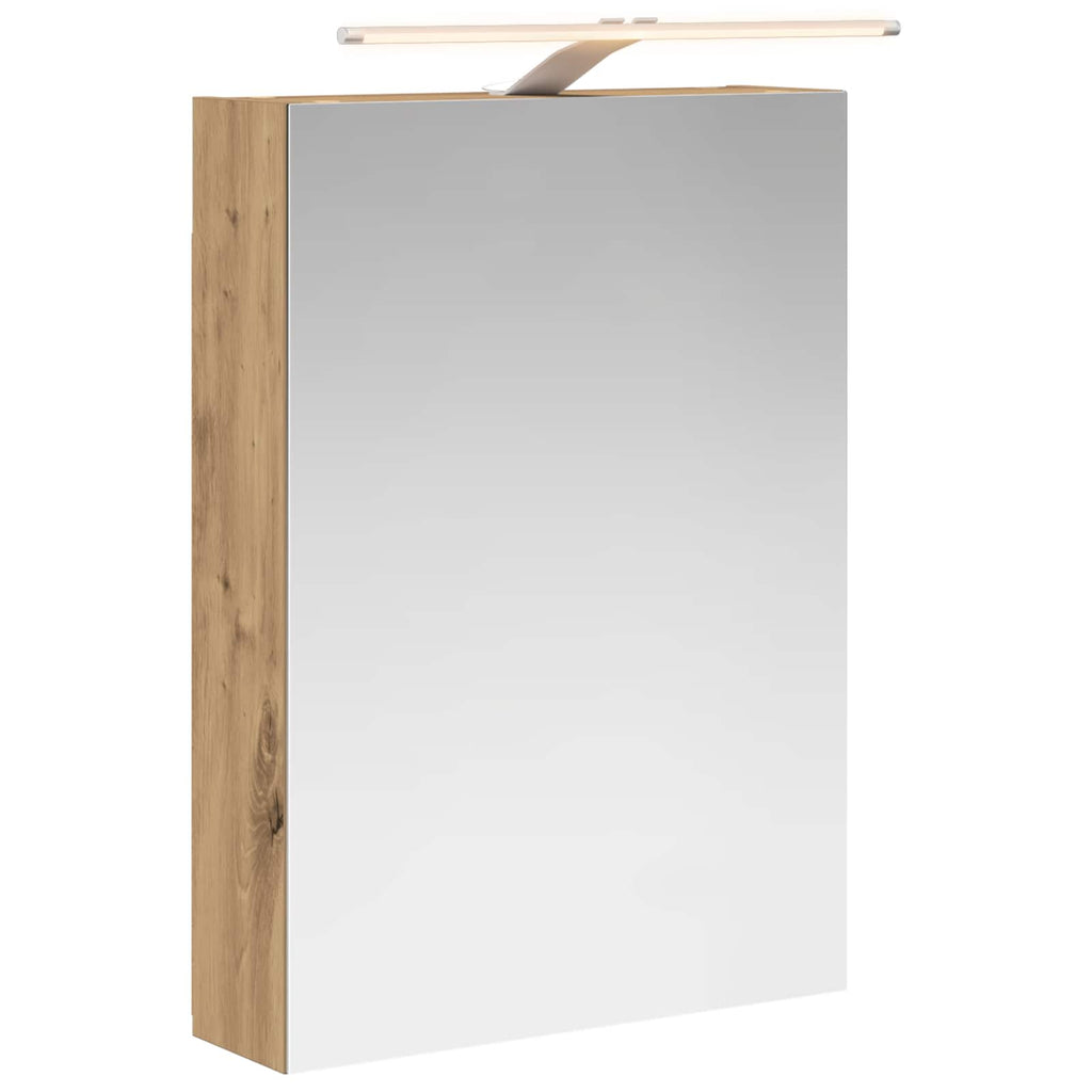 vidaXL Szafka z lustrem do łazienki Ze LED Lights Dąb rzemieślniczy
