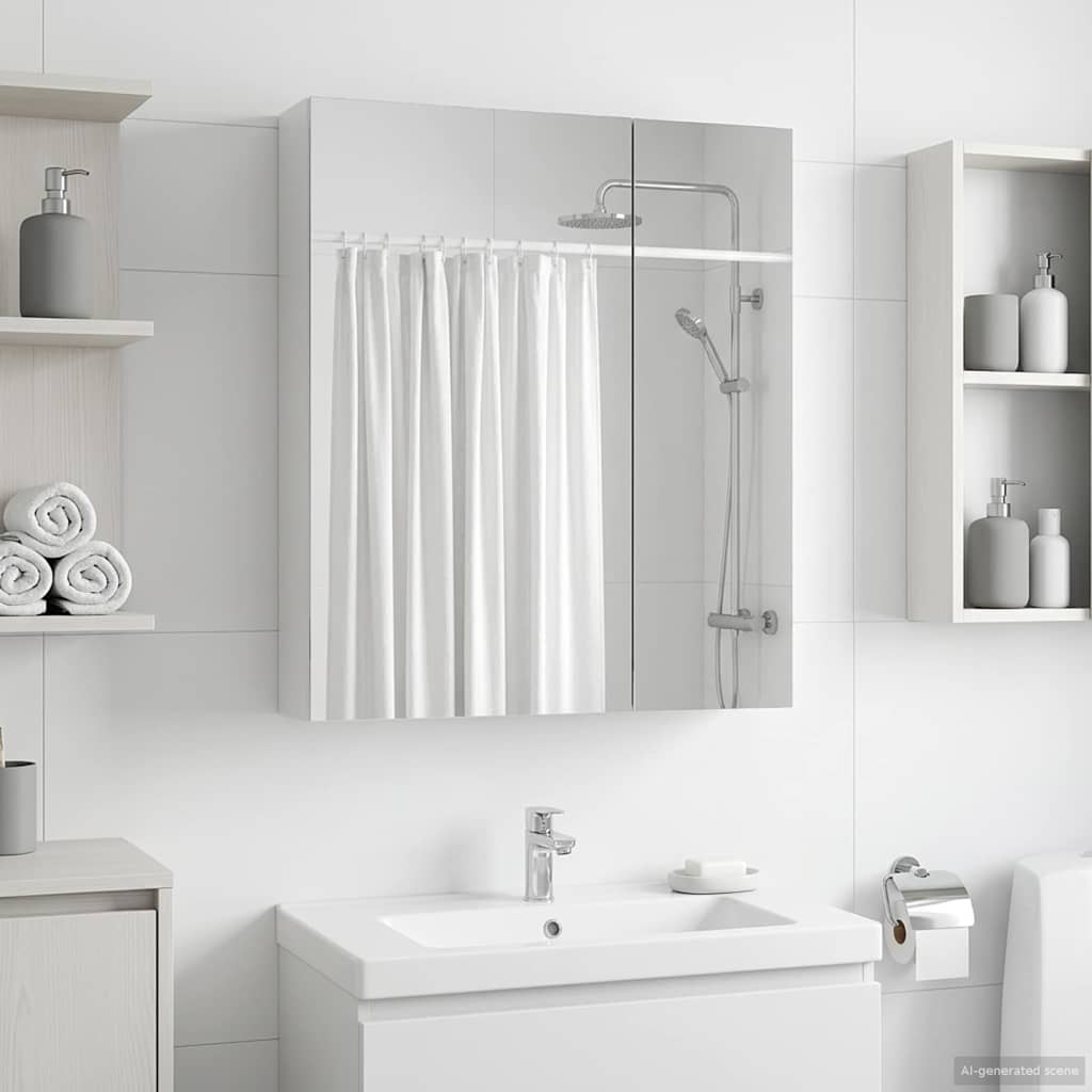 vidaXL Szafka z lustrem do łazienki z półką Biały 60 x 14,5 x 70 cm