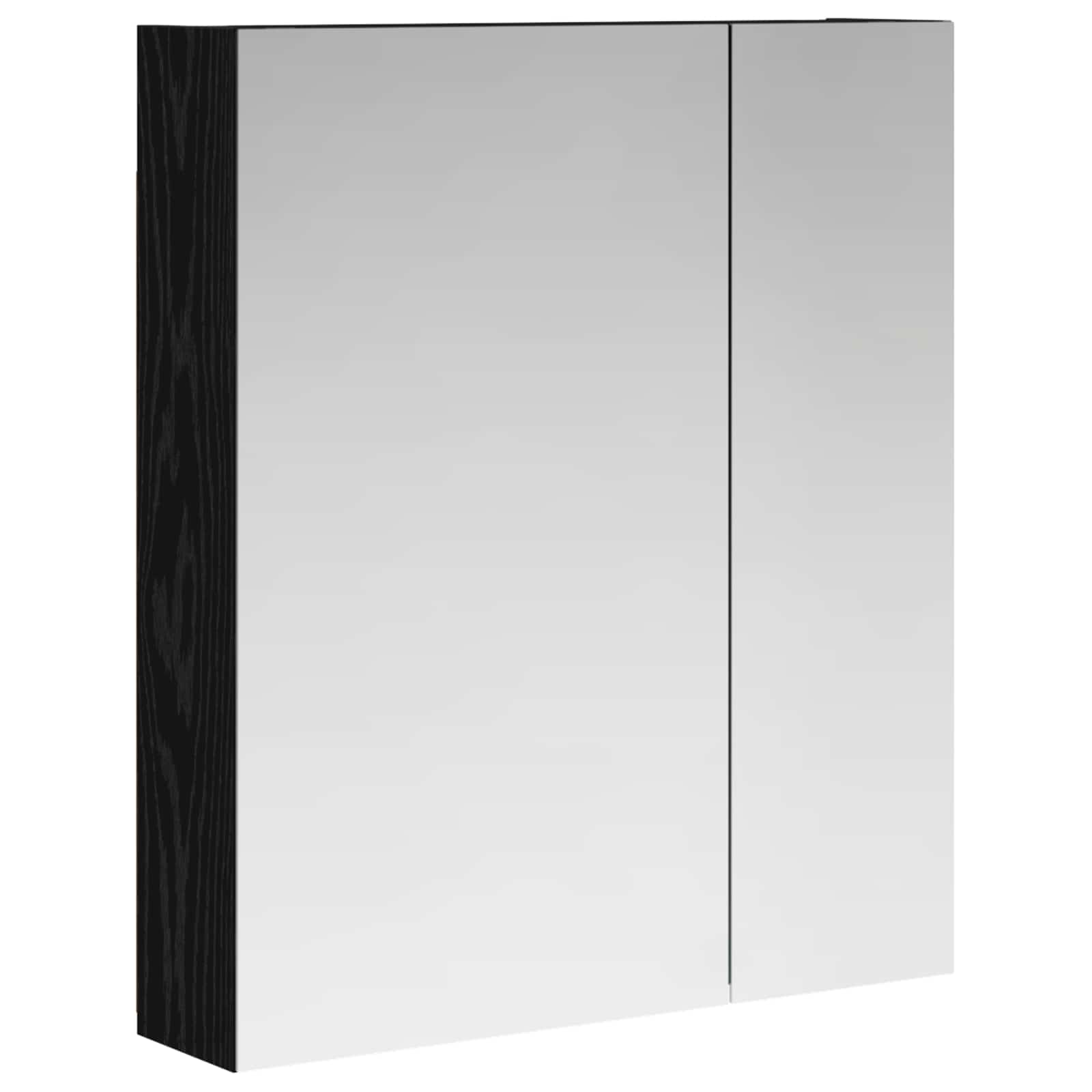 vidaXL Szafka z lustrem do łazienki Czarny Dąb 60 x 14,5 x 70 cm