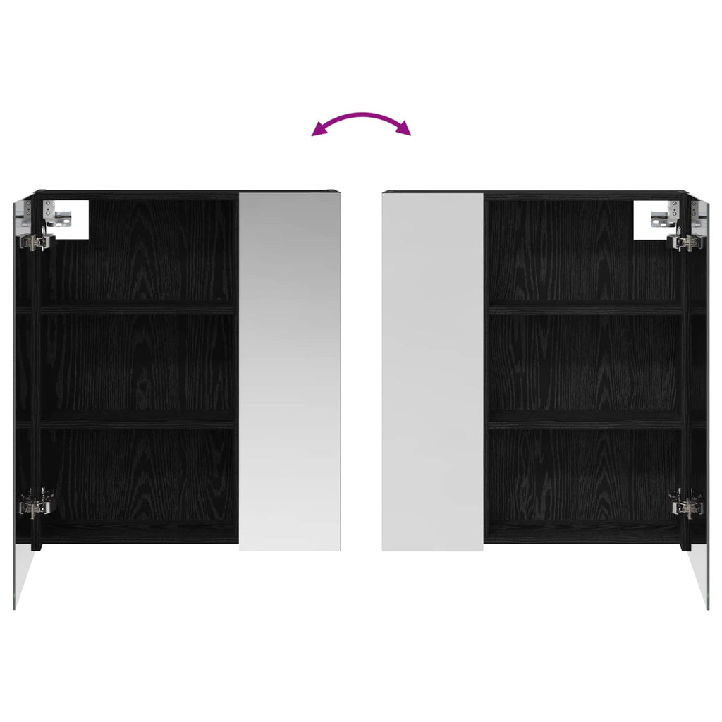 vidaXL Szafka z lustrem do łazienki Czarny Dąb 60 x 14,5 x 70 cm