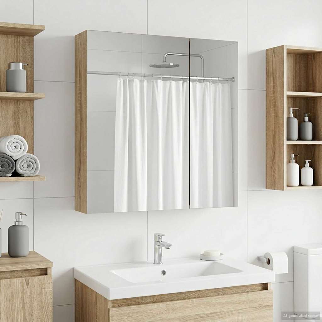 vidaXL Szafka z lustrem do łazienki Dąb Sonoma 60 x 14,5 x 70 cm