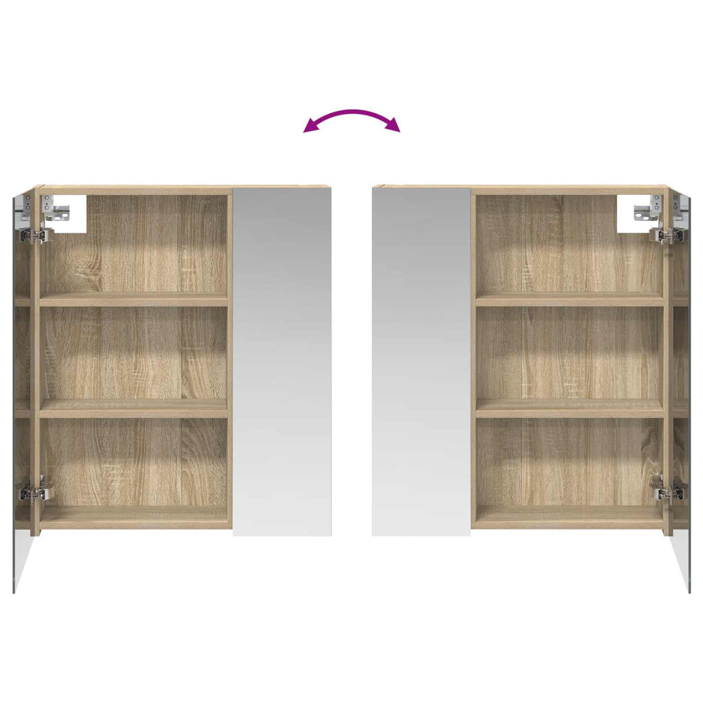 vidaXL Szafka z lustrem do łazienki Dąb Sonoma 60 x 14,5 x 70 cm