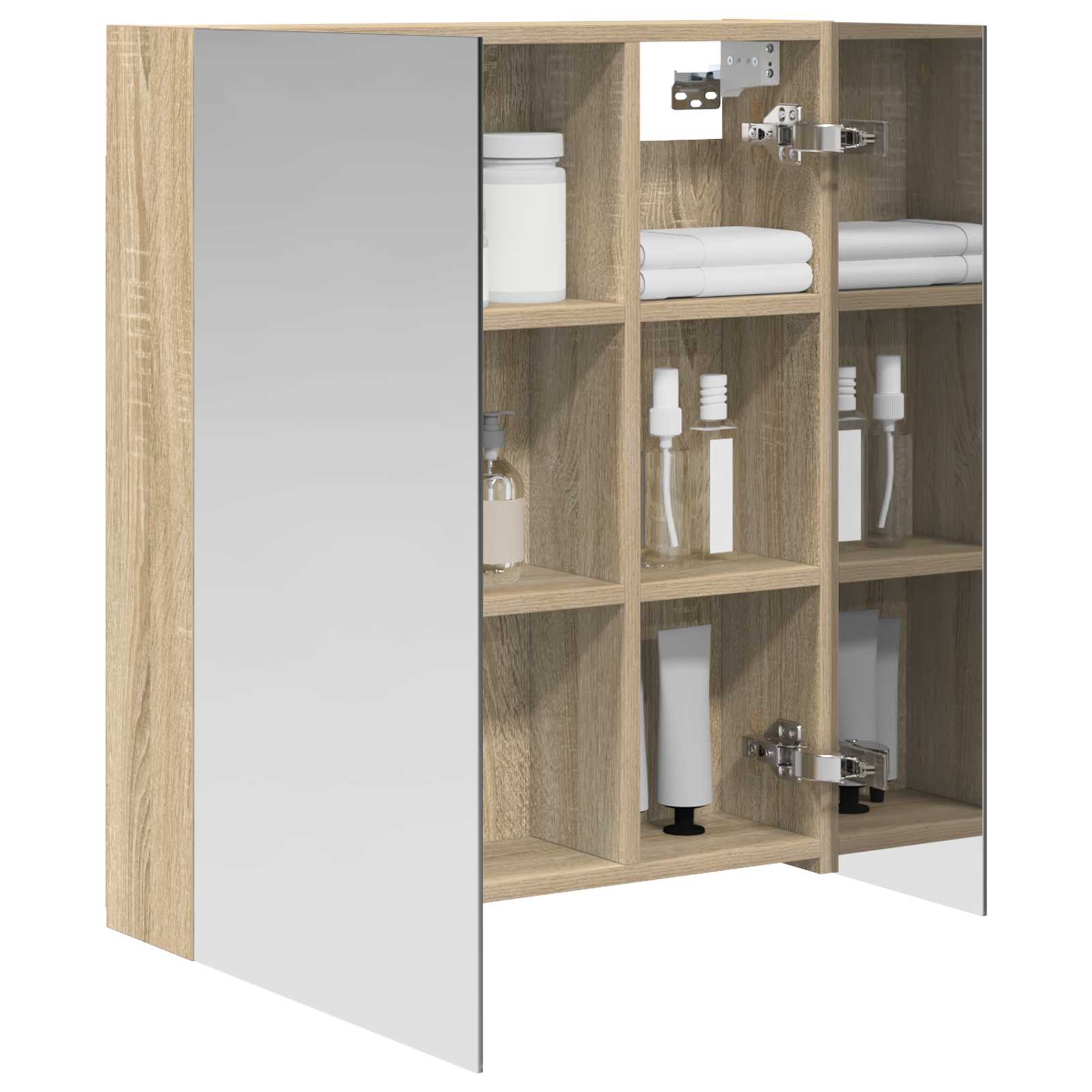 vidaXL Szafka z lustrem do łazienki Dąb Sonoma 60 x 14,5 x 70 cm
