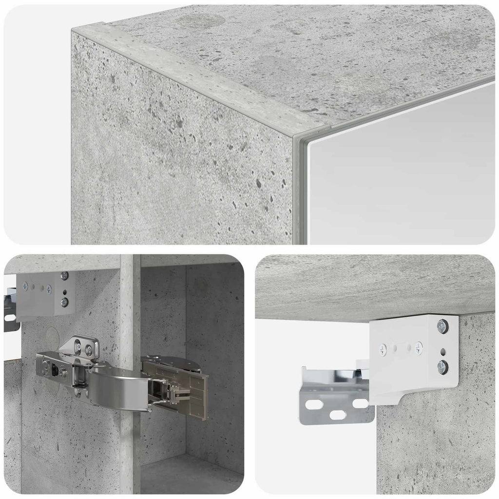 vidaXL Szafka z lustrem do łazienki Betonowy szary 60 x 14,5 x 70 cm