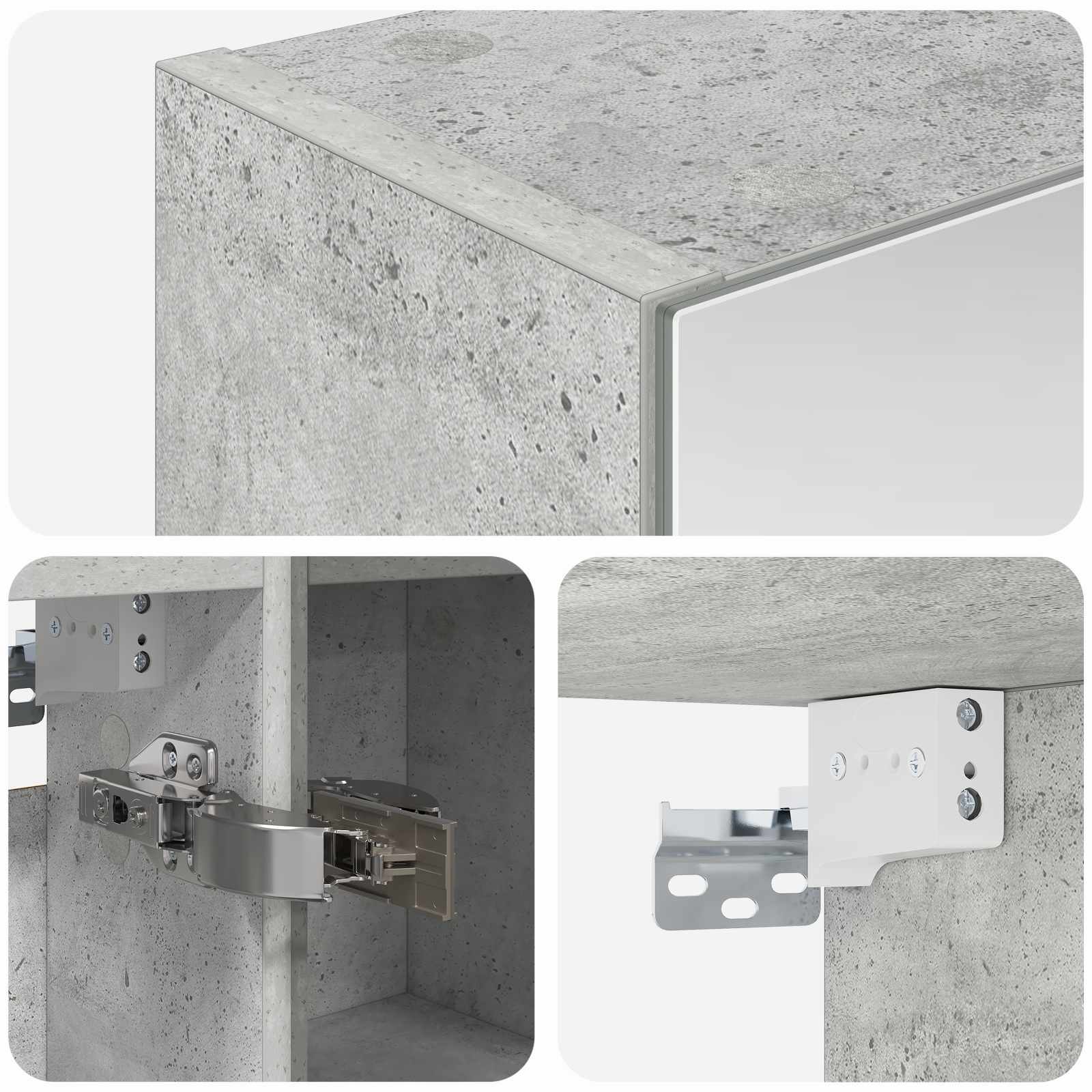 vidaXL Szafka z lustrem do łazienki Betonowy szary 60 x 14,5 x 70 cm