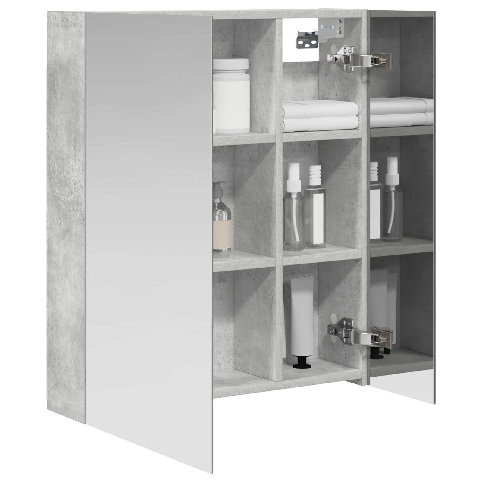 vidaXL Szafka z lustrem do łazienki Betonowy szary 60 x 14,5 x 70 cm
