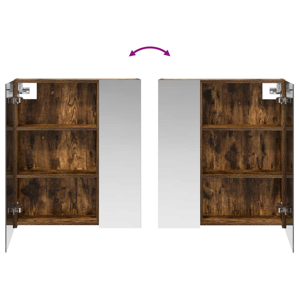 vidaXL Szafka z lustrem do łazienki Dąb wędzony 60 x 14,5 x 70 cm