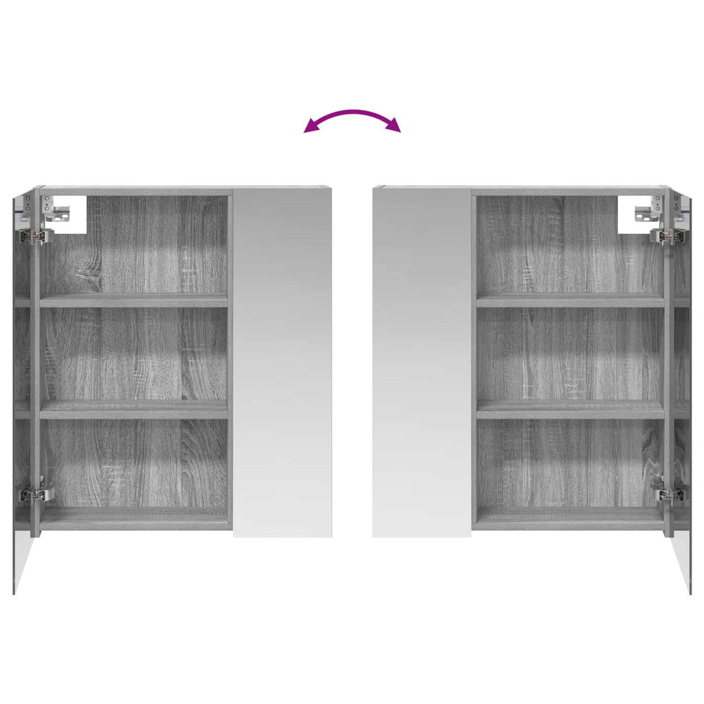 vidaXL Szafka z lustrem do łazienki Szary Sonoma 60 x 14,5 x 70 cm