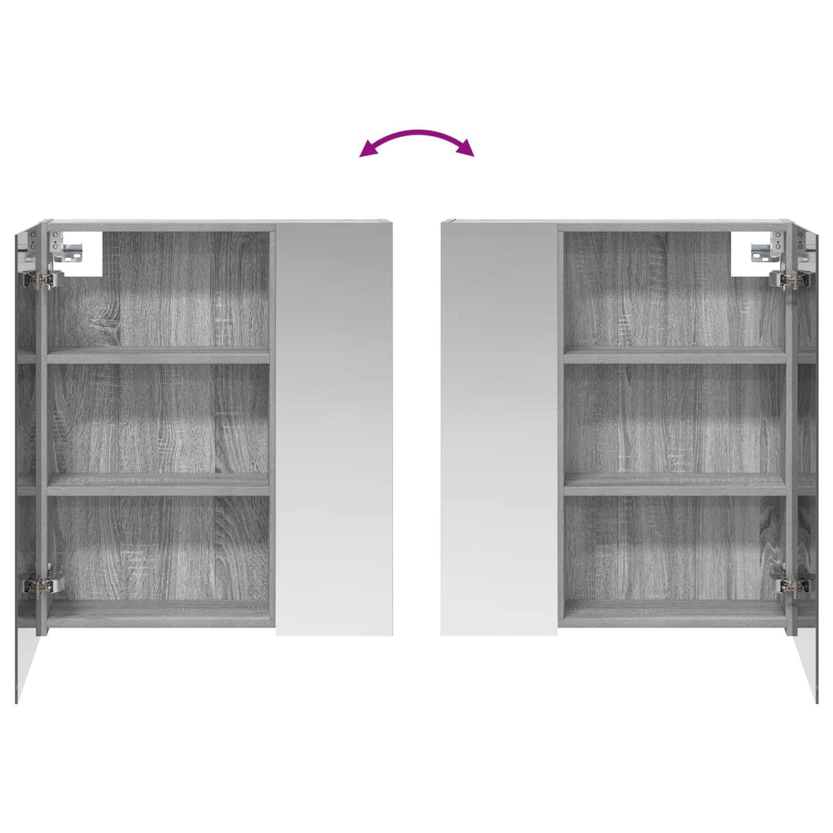 vidaXL Szafka z lustrem do łazienki Szary Sonoma 60 x 14,5 x 70 cm
