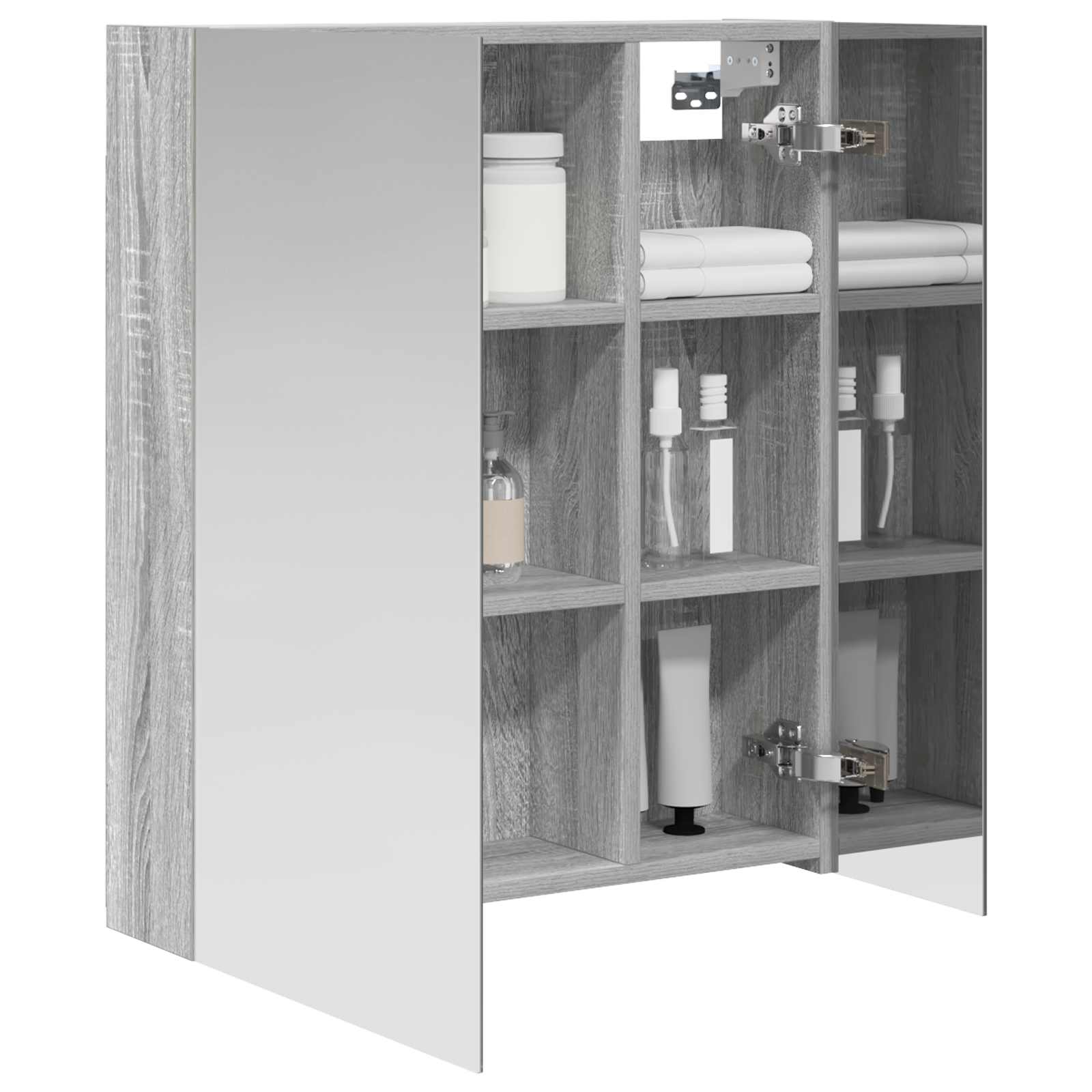 vidaXL Szafka z lustrem do łazienki Szary Sonoma 60 x 14,5 x 70 cm