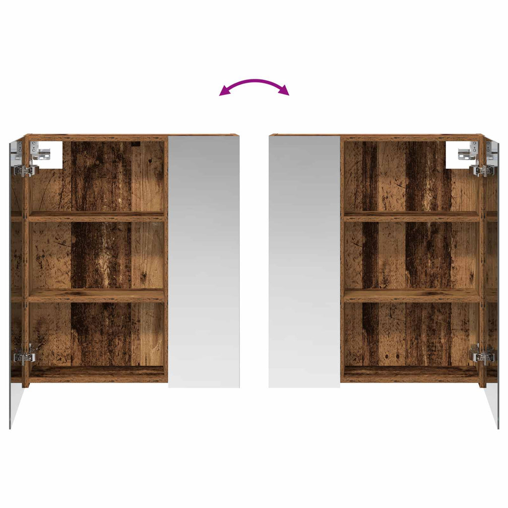 vidaXL Szafka z lustrem do łazienki Stare drewno 60 x 14,5 x 70 cm