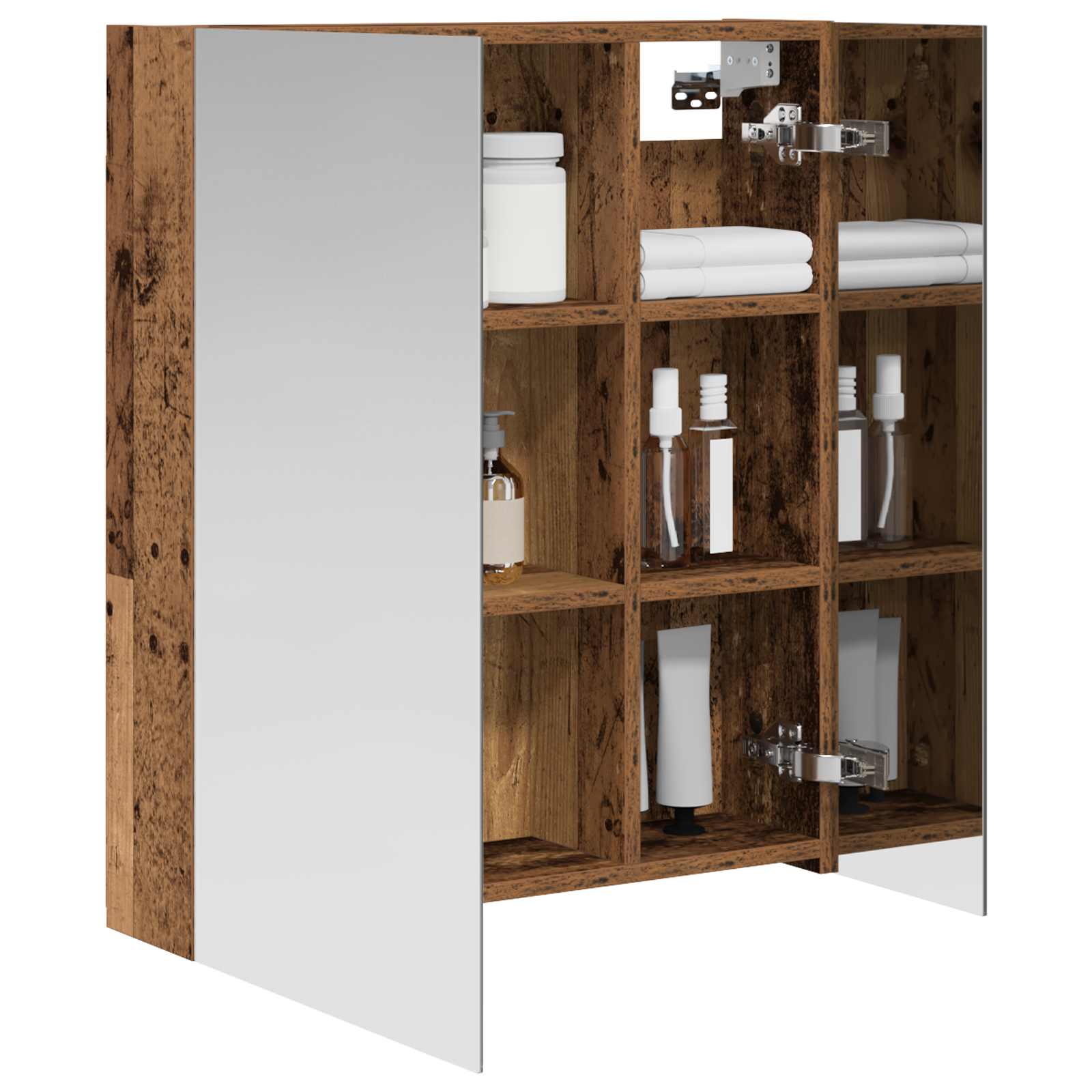 vidaXL Szafka z lustrem do łazienki Stare drewno 60 x 14,5 x 70 cm