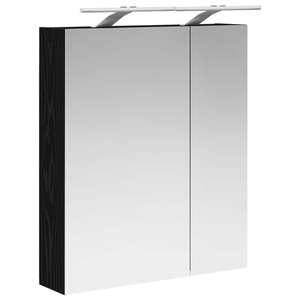vidaXL Szafka z lustrem do łazienki Czarny Dąb 60 x 14,5 x 70 cm