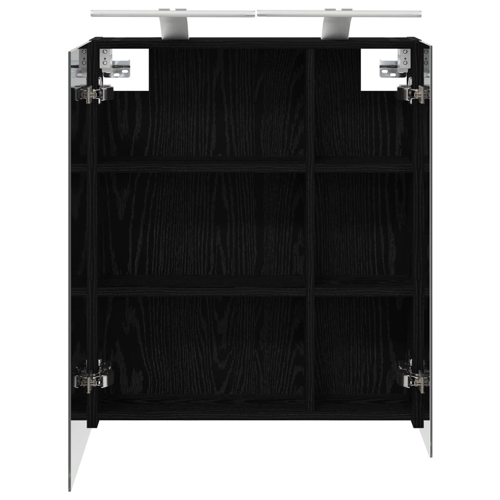 vidaXL Szafka z lustrem do łazienki Czarny Dąb 60 x 14,5 x 70 cm