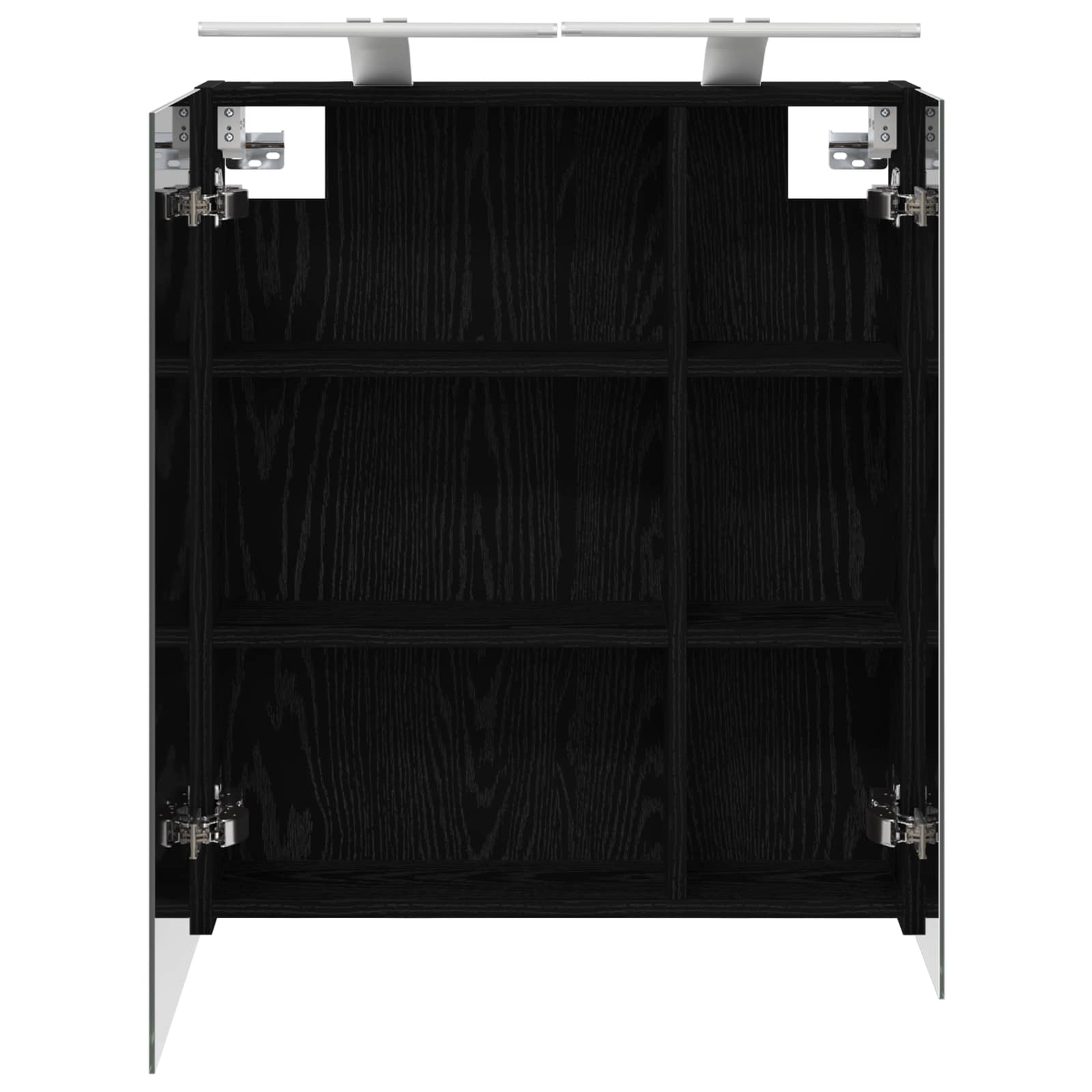 vidaXL Szafka z lustrem do łazienki Czarny Dąb 60 x 14,5 x 70 cm