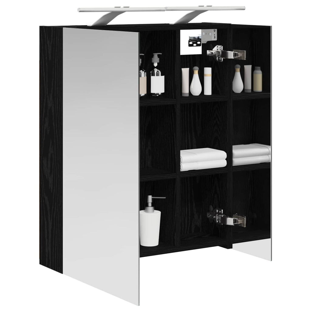 vidaXL Szafka z lustrem do łazienki Czarny Dąb 60 x 14,5 x 70 cm