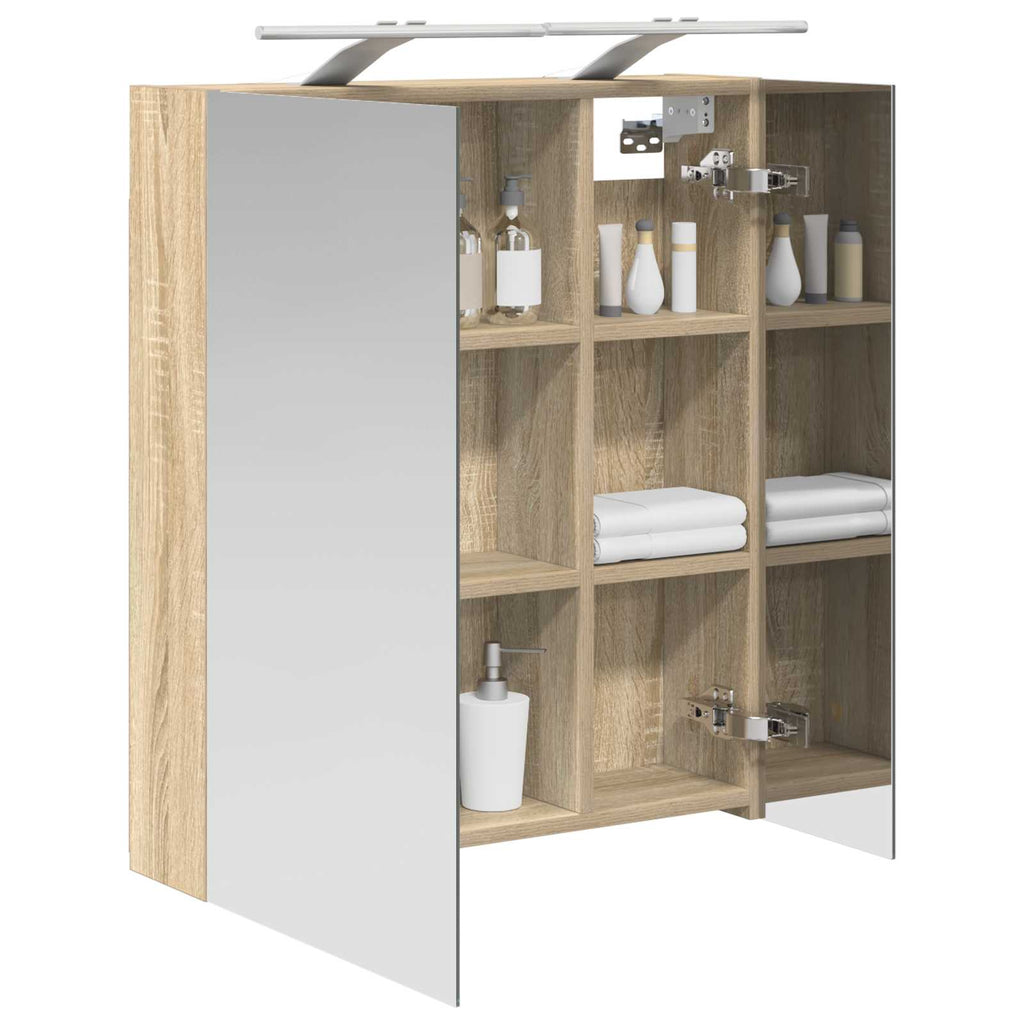 vidaXL Szafka z lustrem do łazienki Dąb Sonoma 60 x 14,5 x 70 cm