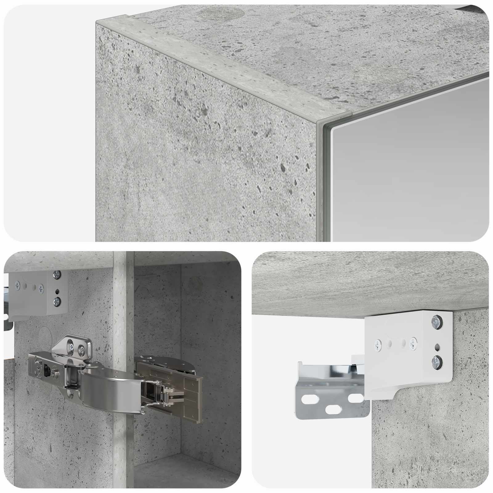 vidaXL Szafka z lustrem do łazienki Betonowy szary 60 x 14,5 x 70 cm