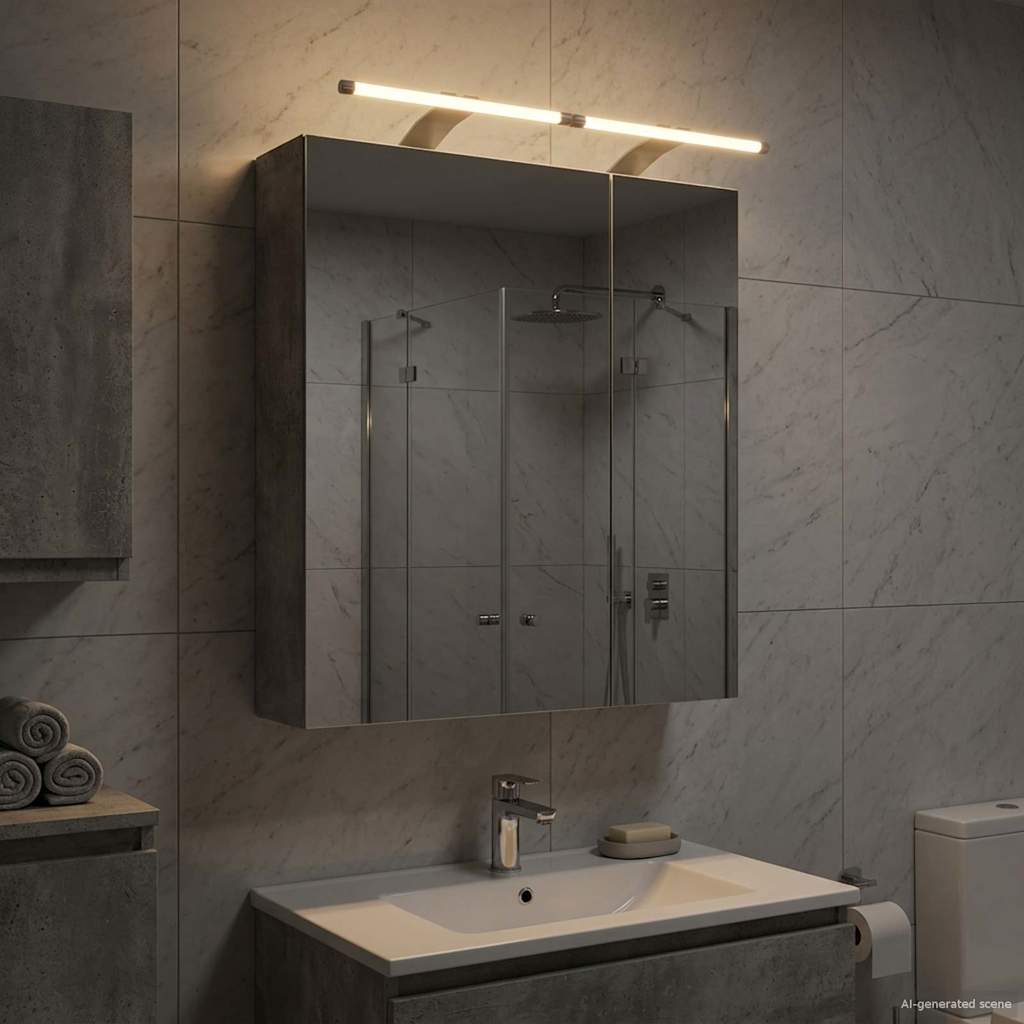 vidaXL Szafka z lustrem do łazienki Betonowy szary 60 x 14,5 x 70 cm