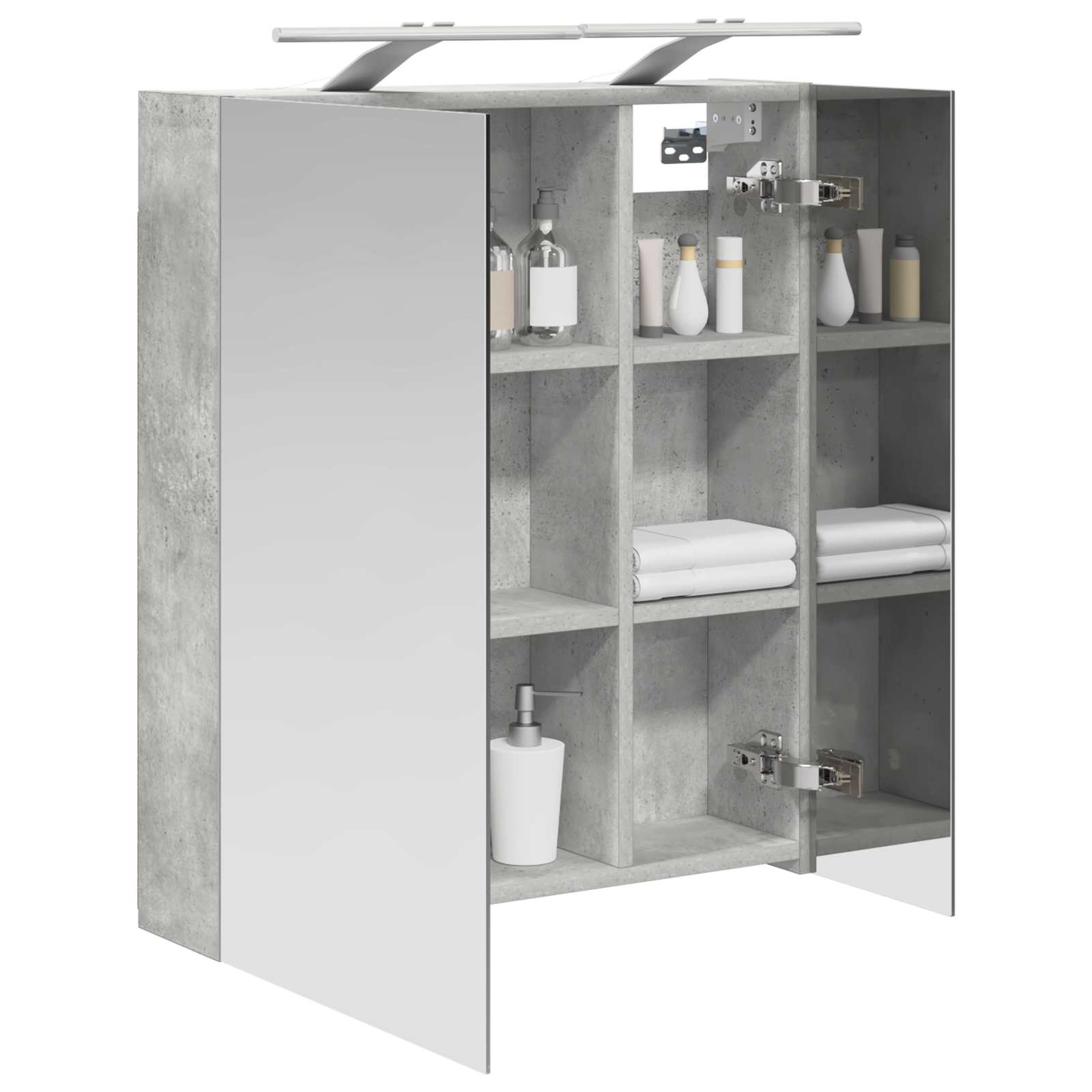 vidaXL Szafka z lustrem do łazienki Betonowy szary 60 x 14,5 x 70 cm