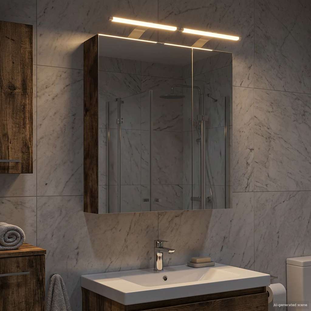 vidaXL Szafka z lustrem do łazienki Dąb wędzony 60 x 14,5 x 70 cm