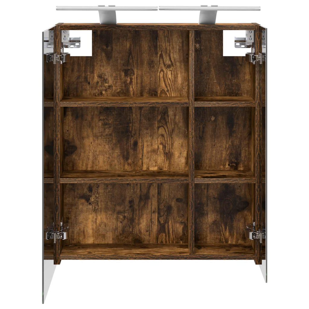 vidaXL Szafka z lustrem do łazienki Dąb wędzony 60 x 14,5 x 70 cm