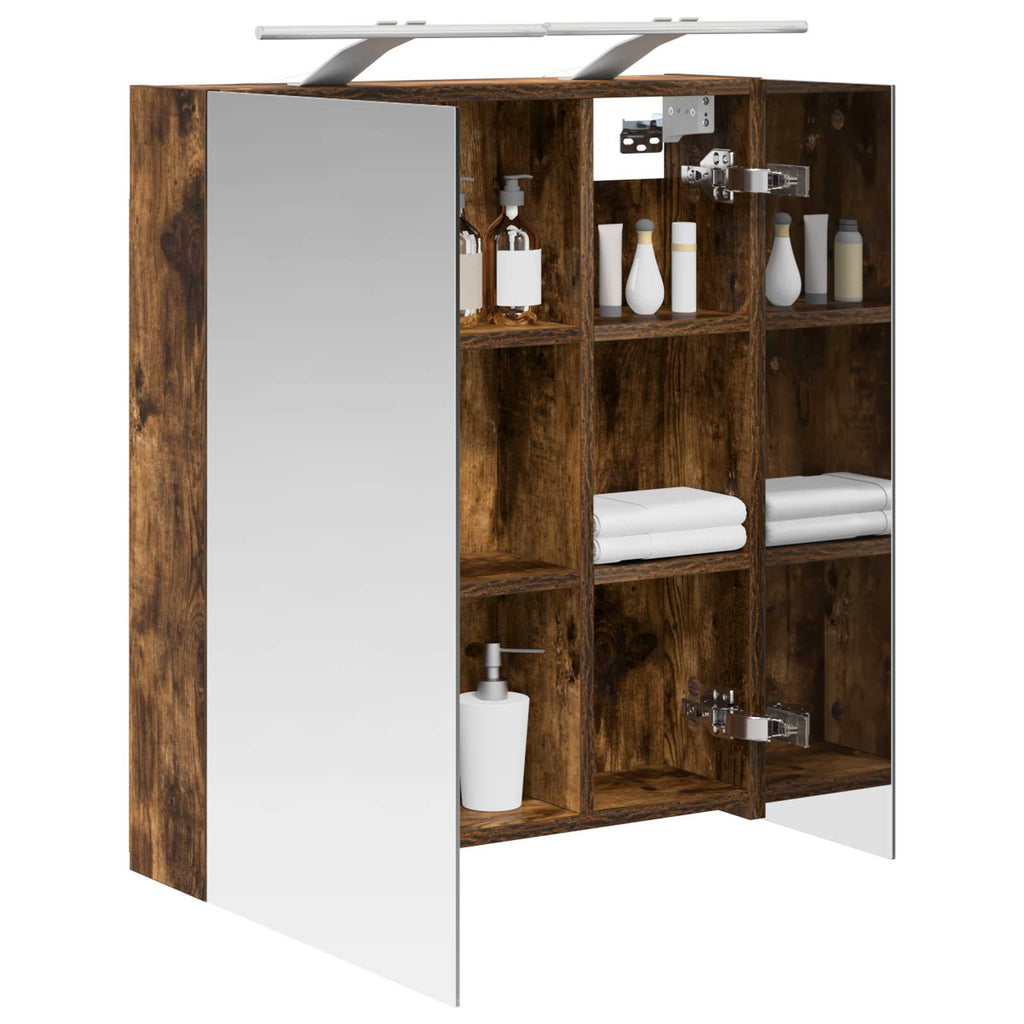 vidaXL Szafka z lustrem do łazienki Dąb wędzony 60 x 14,5 x 70 cm