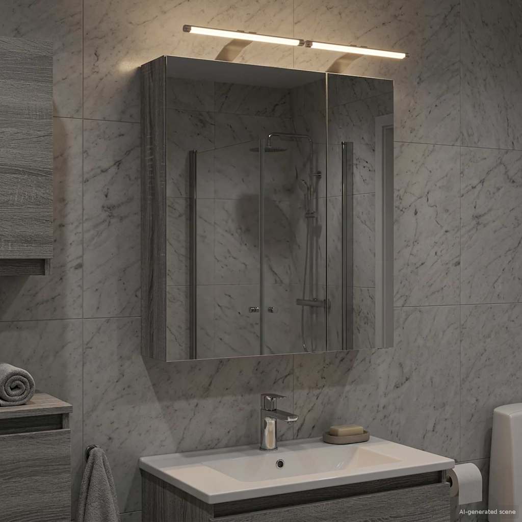 vidaXL Szafka z lustrem do łazienki Szary Sonoma 60 x 14,5 x 70 cm