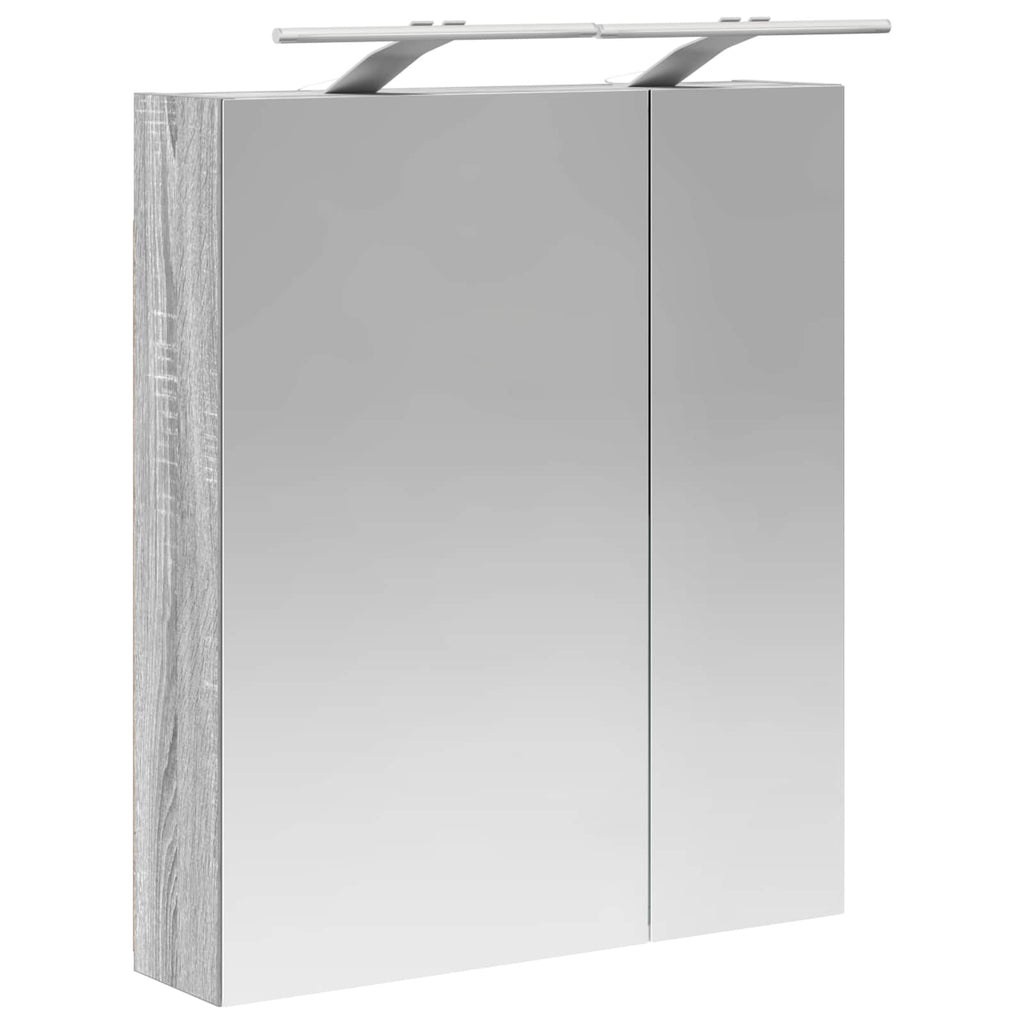 vidaXL Szafka z lustrem do łazienki Szary Sonoma 60 x 14,5 x 70 cm