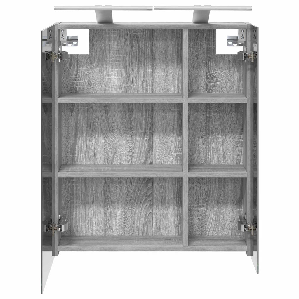 vidaXL Szafka z lustrem do łazienki Szary Sonoma 60 x 14,5 x 70 cm