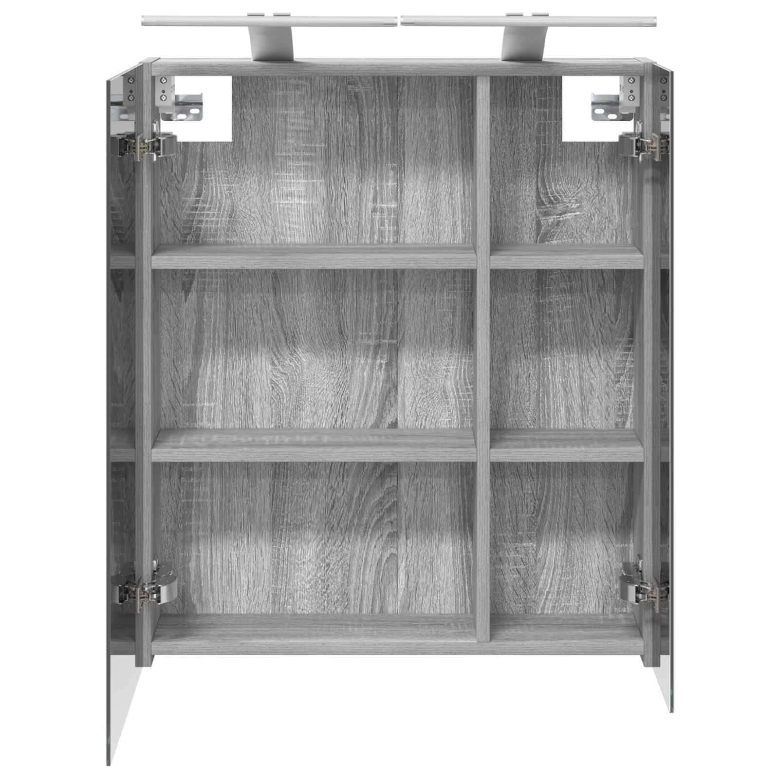 vidaXL Szafka z lustrem do łazienki Szary Sonoma 60 x 14,5 x 70 cm