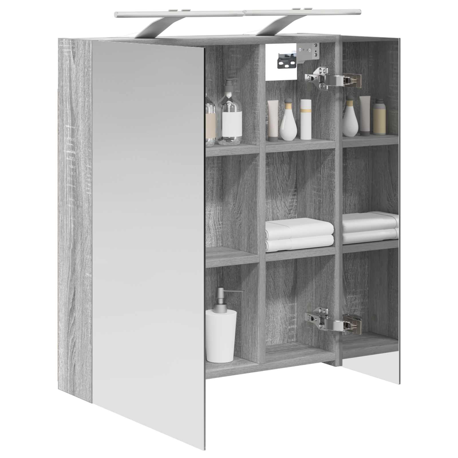 vidaXL Szafka z lustrem do łazienki Szary Sonoma 60 x 14,5 x 70 cm