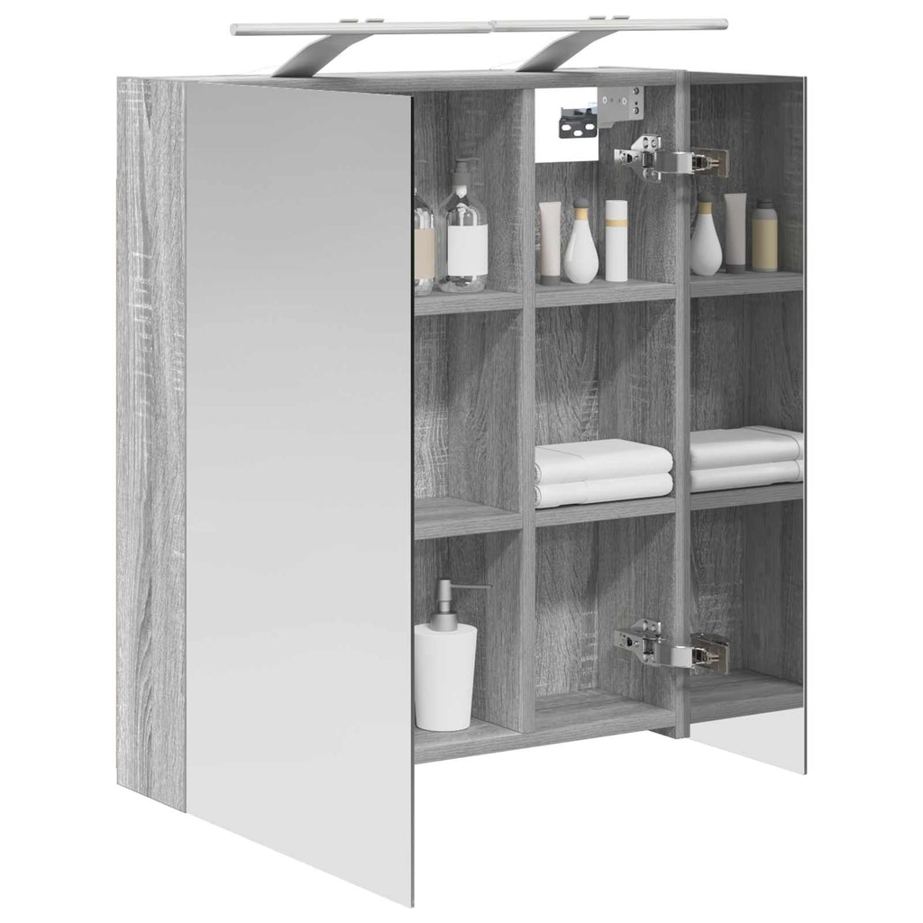 vidaXL Szafka z lustrem do łazienki Szary Sonoma 60 x 14,5 x 70 cm